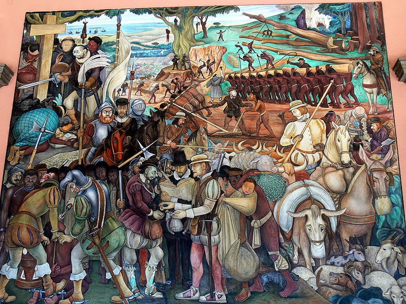 Murales_Rivera_-_Ausbeutung_durch_die_Spanier_1