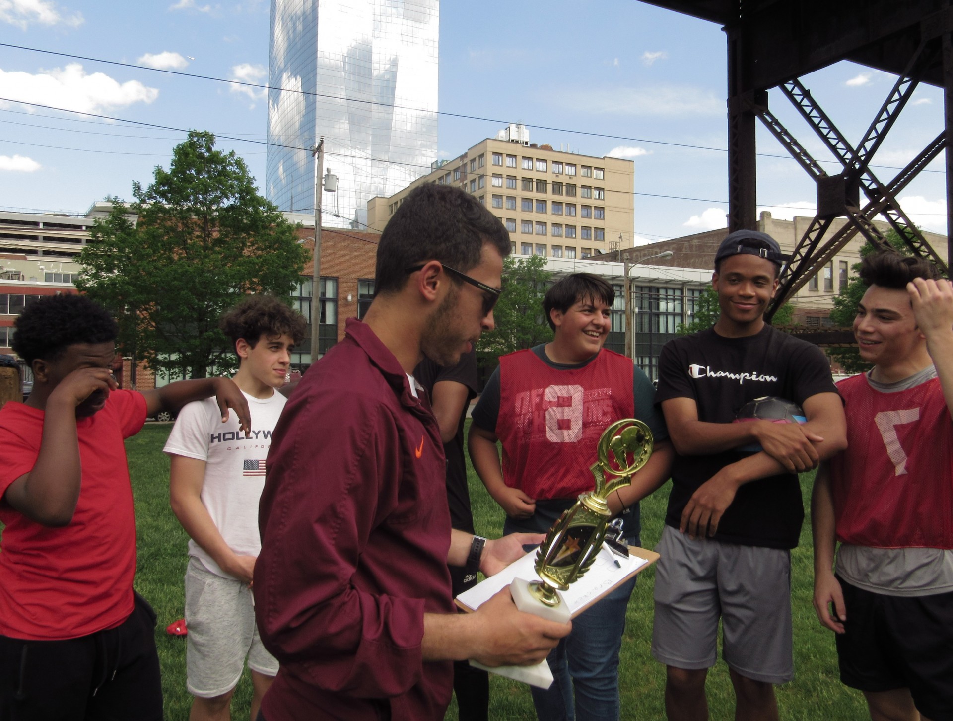 Presenting the trophy and explaining the rules of SLA World Cup