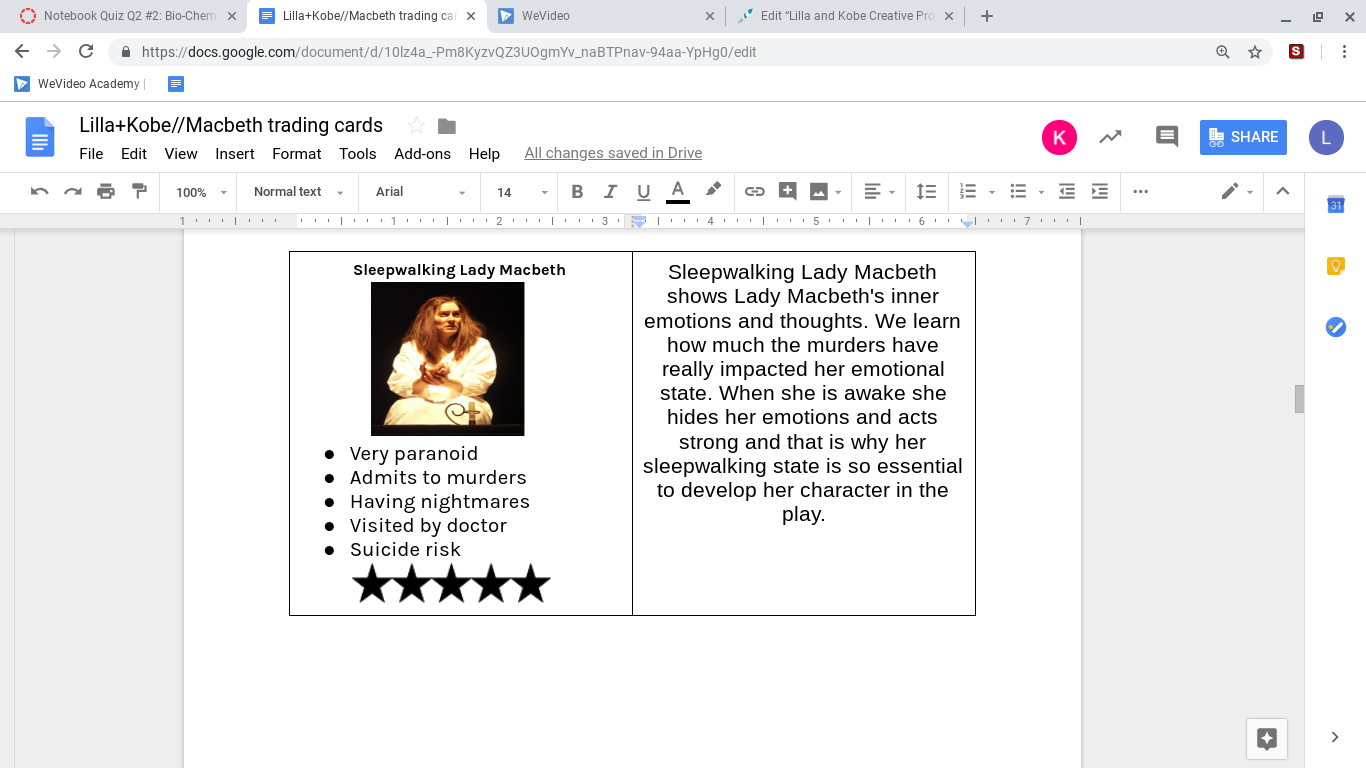 Sleepwalking Lady Macbeth card