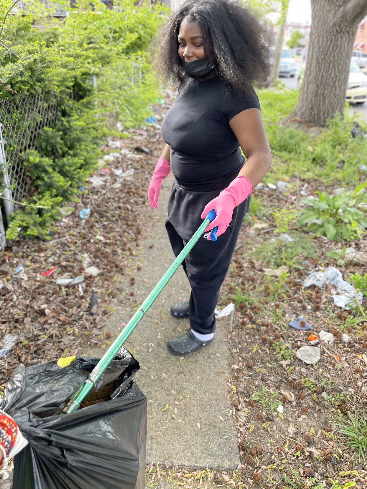 This is a better example of the trash in the area and here’s maya cleaning up