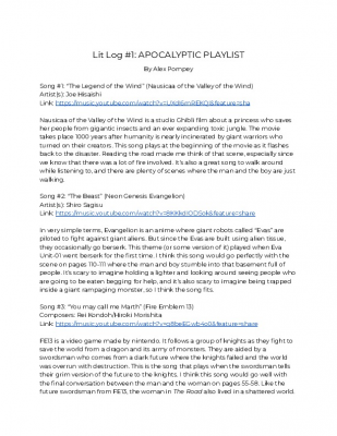 Lit Log #1_ APOCALYPTIC PLAYLIST