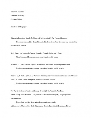 Samaiyah Snowden - Annotated Bibliography For Capstone (1)