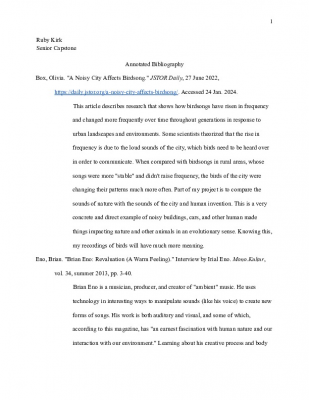 Annotated Bibliography (Capstone) - Ruby Kirk