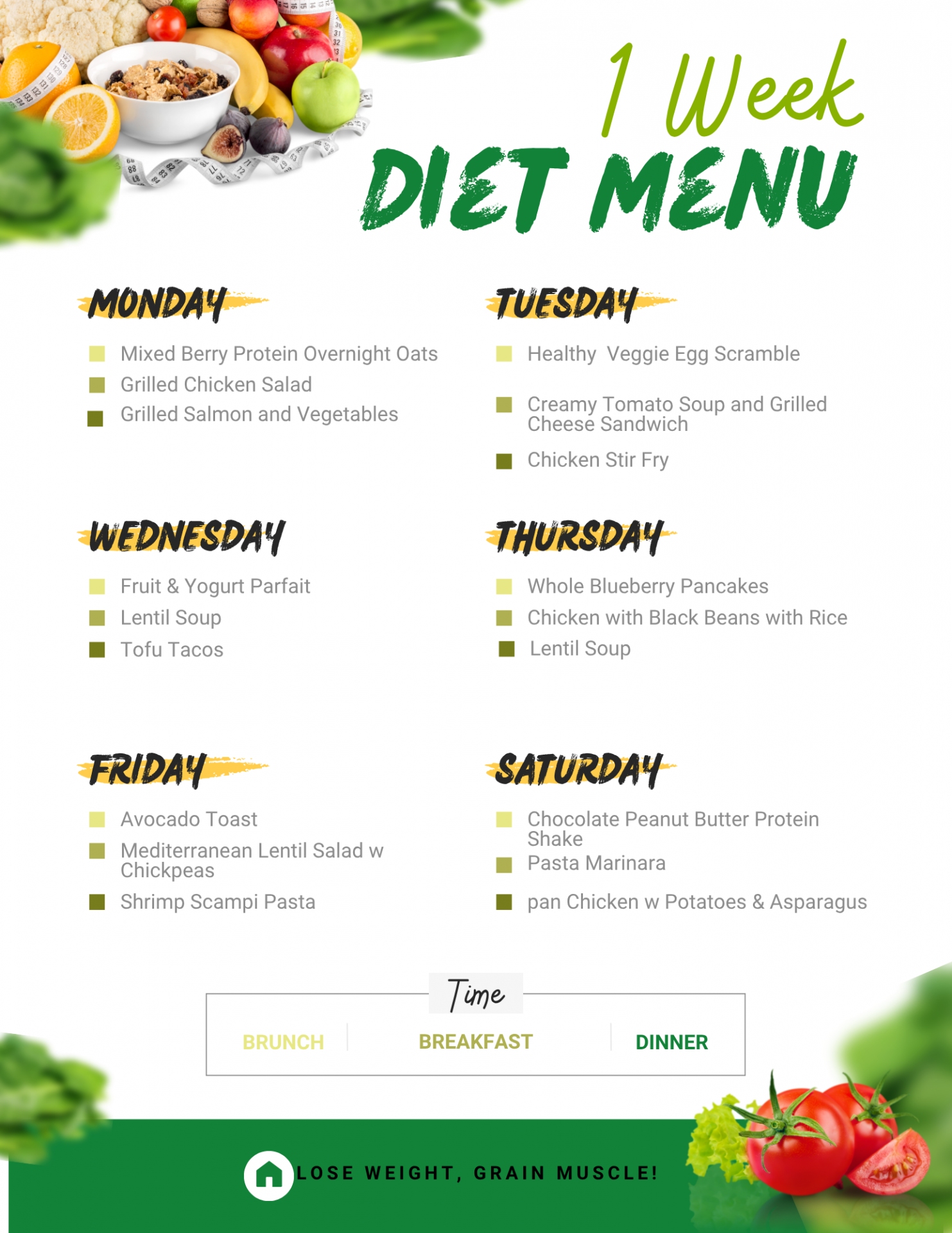 1 Week Diet Menu