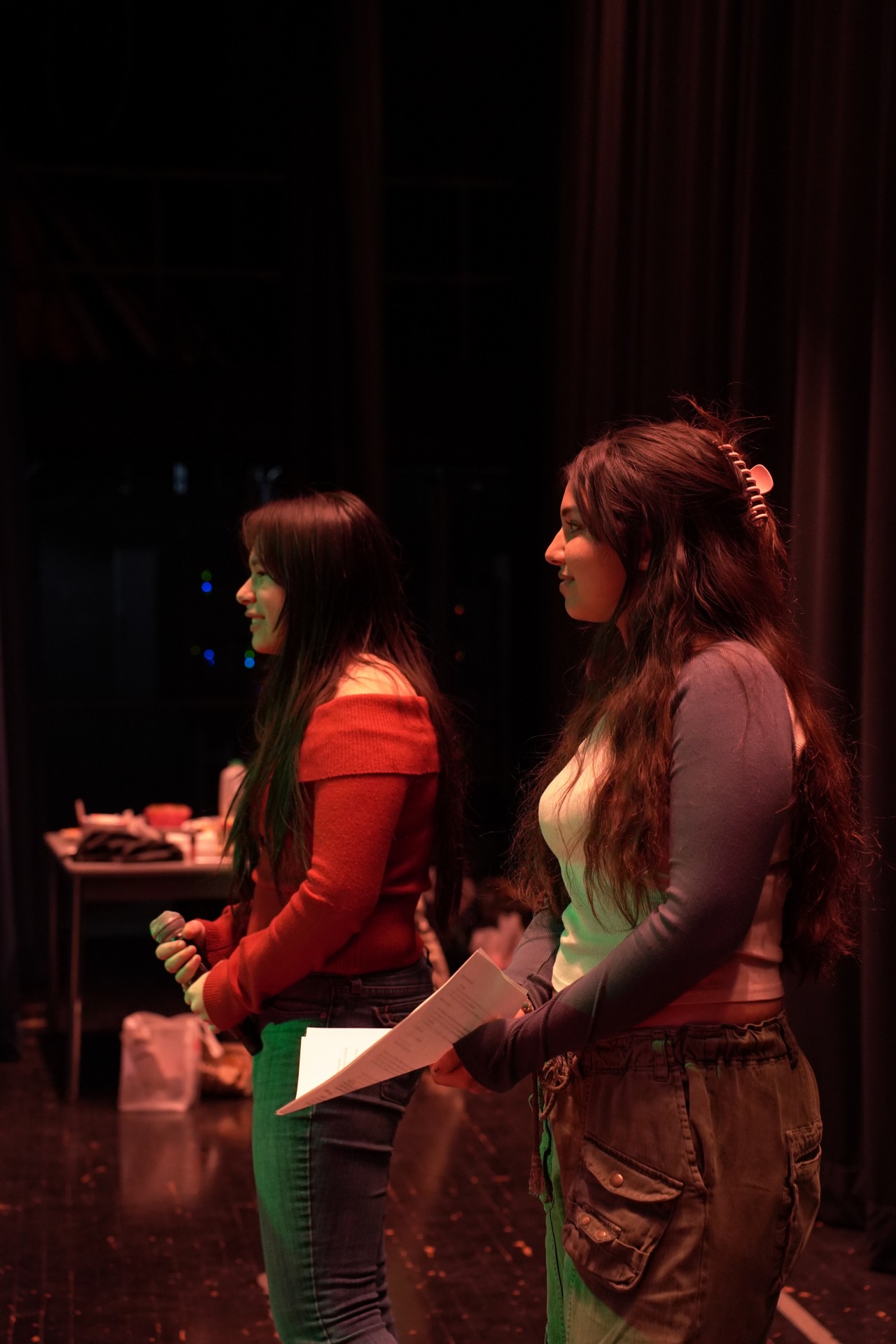 The first part of my capstone was fundraising. To fundraise I organized a spicy food eating competition with SOCA. In this photo are the SOCA founders and co-presidents hosting the competition. (Carla Luna-Flores and Nora Garg)