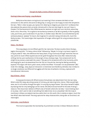 Through the Night, Undone_ Offred’s Soundtrack Lit Log