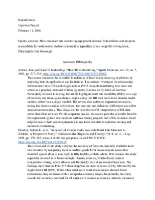 Hannah Stein- Annotated Bibliography Capstone